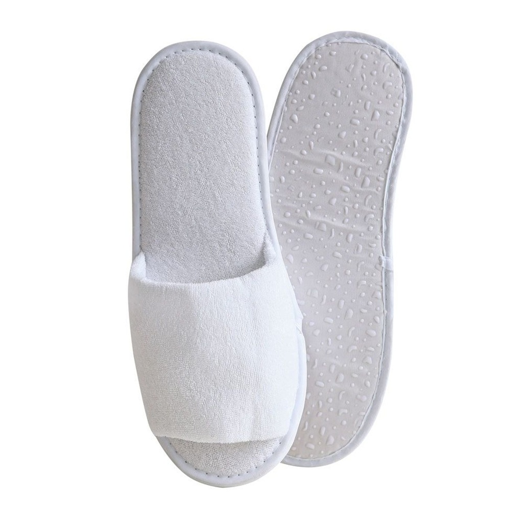 Open Toe Slipper White - Terry Cotton - Standard size 29cm - individually packed with paper band 1bx/ 100pairs