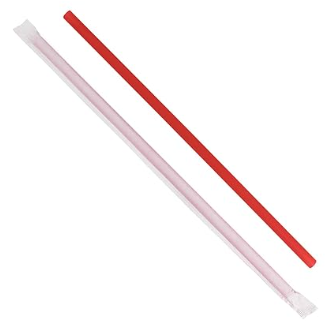 9" Giant WRAPPED Red Straw - 300pcs  