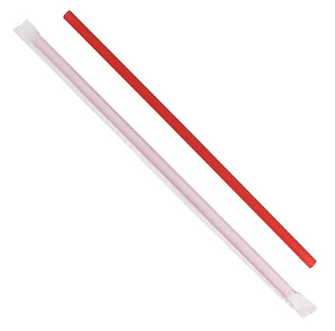 9" Giant WRAPPED Red Straw - pck of 300pcs  (Cs=24Pck)