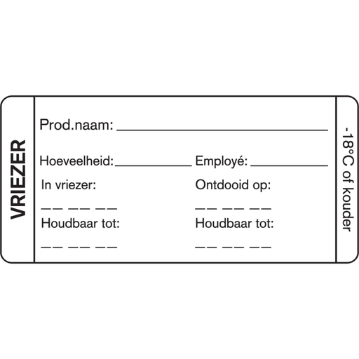 [549974] HACCP LABEL FS VRIEZER 35X75MM MET DIEPVRIESBELIJMING..Rol 500 stuks..Kast Ed..