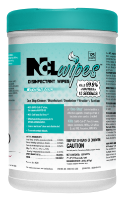 [4541] NCL DISINFECTANT WIPES Waterfall Fresh 125ct (Cs=6 canister)