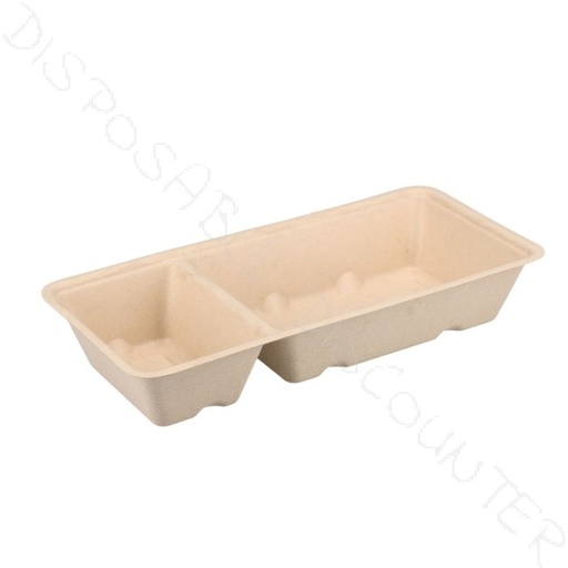 [99946008] A9+1 Bakje (A22) Bio Sugarcane Bagasse Snack Tray - 600 pcs (Bx=12x50st)