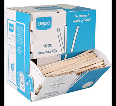 [600504] Roerstaafje stirrer hout 140mm pak  van 1000 st.  (bx=12x1000st) 