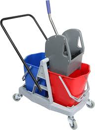 [mop bucket H0206] Blue / Red Double Mop Bucket & Wringer