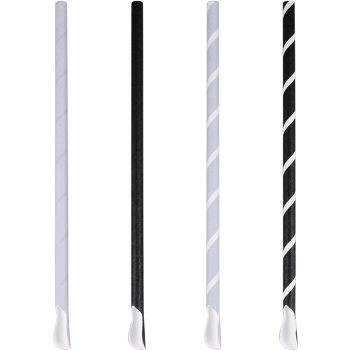 [600766, lepelrietje] Biodore® Straw, spoon straw, Kraft paper, 230mm, natural pack 100st (bx=12x100st)