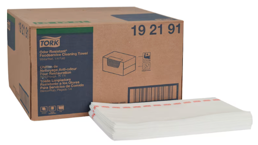 [192191] Tork Odor Resistant Foodservice Cleaning Cloth White Self Dispensing 150 towels