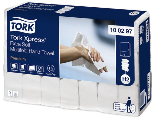 [100297. 424834] Tork Xpress® Extra Soft Multifold Hand Towels White H2 pack 250 sheets (bx=12x250sheets)