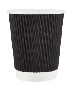 [PHC08-BLACK] 8oz Black Ripple Wall hot Cup - 500 pcs (Bx=20x25st)