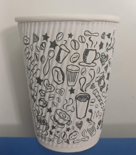 [PHC12-MIKO-RW] 12oz WHITE RIPPLE Wall Hot Cup "MIKO"- 500 pcs (Bx=20x50st) (MIKO DESIGN)