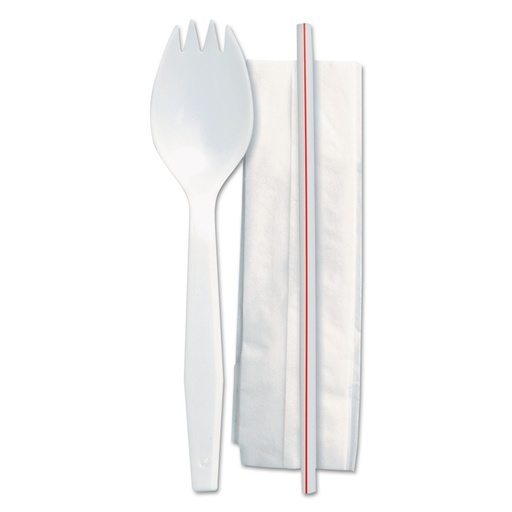 [BZ-75002480] Spork straw & napkin kit,Prime source white pp medium  