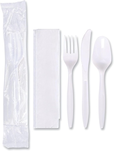 [FKSN-White 500] Fork/Knife/Spoon & Napkin White 