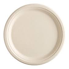 [205545/ R100/ Plate10-MC50010/18160WPF] 10" Compostable 1-Compartment Fiber-Blend Bagasse Plate, Natural - 500 pcs (Bx=4x125st)