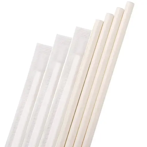 [AHT-7758WRWH/SW7-Paper WH/400] 7.75"White Paper STRAW Wrapped 8MM 400 st (Bx=10x400st)