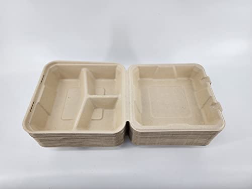 [F1_GREEN_150] GREEN TRAY 8x8 with compartment Bagasse Molded Fiber