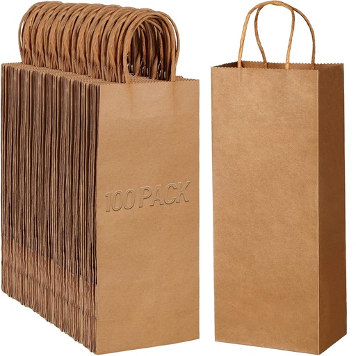 [WKSB   81608] WINE - KRAFT HNDL SHOPBAG 5"x3"x12"