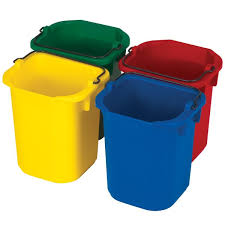 [FG9T83010000] 5 QT. Sanitizing pail YELLOW,GREEN RED & BLUE Rubbermaid emmer...Set = 4 kleuren - 28-020-030