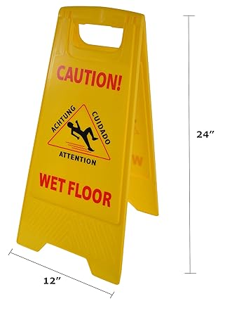 [JANI 1070] Yellow Caution Sign - Opklapbaar..Wet floor..1bx = 10each