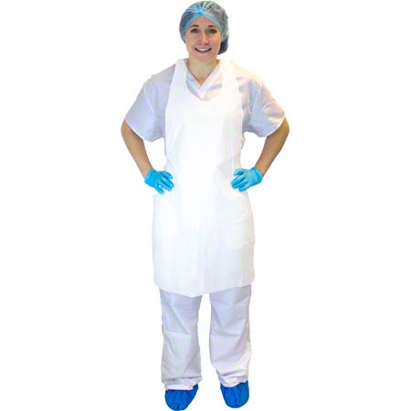 [SAFE121156- Apron] DAP1.25 - 24x42 Poly Apron White - 100 per pack (Bx=10Pack)