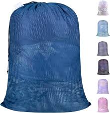 [MESH BAGS - BLUE] Super Mesh Heavy-Weight Laundry Bags W/OPEN TOP - 24"x36" - BLUE