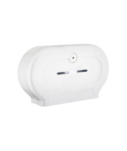 [594 Twin white RT Dispenser] Twin Midi Toilet-Roll Dispenser  Double Jumbo RT Dispenser - White 