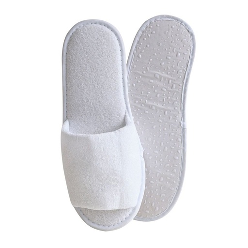 [7519022] Open Toe Slipper White - Terry Cotton - Standard size 29cm - individually packed with paper band 1bx/ 100pairs