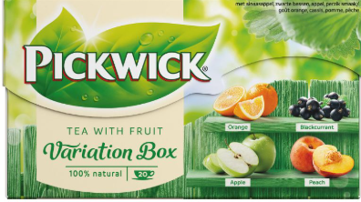[Tea_Fruitvariatie GREEN] Pickwick Fruitvariatie Orange, Blackcurrant, Apple, Peach..1case = 12package