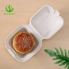 [YMCH 0080 0001] YMCH 0080 0001..GREEN TRAY 5 3/4 x 5 3/4 x 3 1/4 inch Hamburger Bagasse Molded Fiber 125st